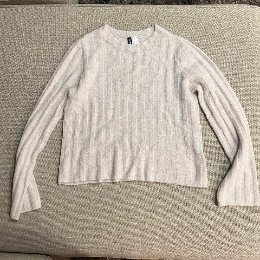 H&M Cream Ribbed Crew Neck Sweater